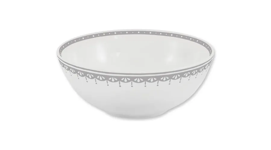 obrazek 1 Piękna miska z porcelany zdobiona szarym ornamentem z kolekcji HyggeLine - wariant 2 – Leander