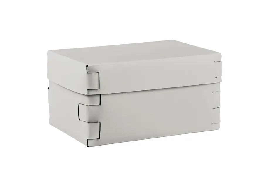 obrazek 1 Stylowe skórzane pudełko Snob 25x15xH13,5 cm w kolorze perłowym