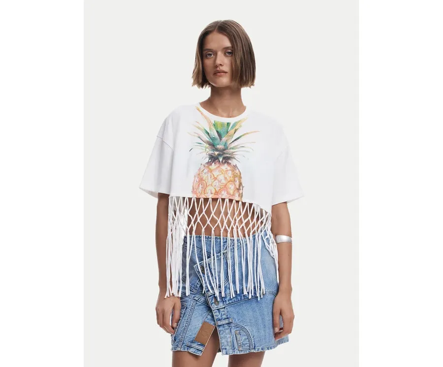 obrazek 1 Desigual T-Shirt 25SWTKAN Écru Regular Fit