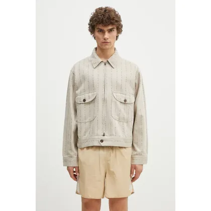 Zdjęcie Human Made kurtka koszulowa bawełniana Herringbone Zip-Up Work Jacket kolor beżowy przejściowa HM28JK014