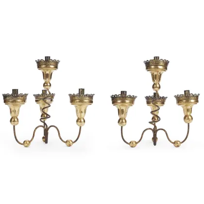 Picture A pair of four-armed table candlesticks from the 18th century