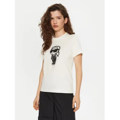 Zdjęcie KARL LAGERFELD T-Shirt A1W17126 Écru Regular Fit
