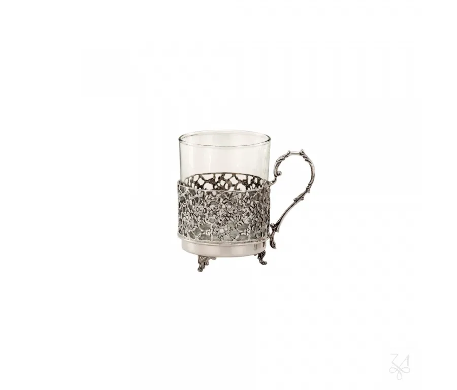 picture 1 Stylish silver tea glass basket with handle – Zaramella Argenti