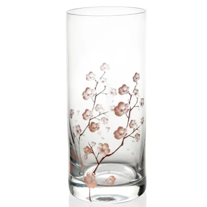 Zdjęcie Włoski komplet 2 wysokich szklanek z pięknym kwiatowym zdobieniem – IVV