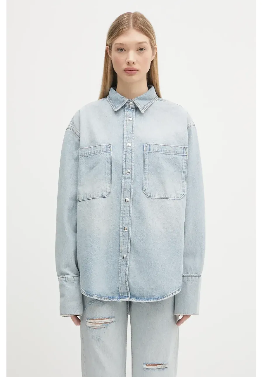 obrazek 1 Anine Bing koszula jeansowa Dante Shirt damska kolor niebieski relaxed z kołnierzykiem klasycznym A.07.10239