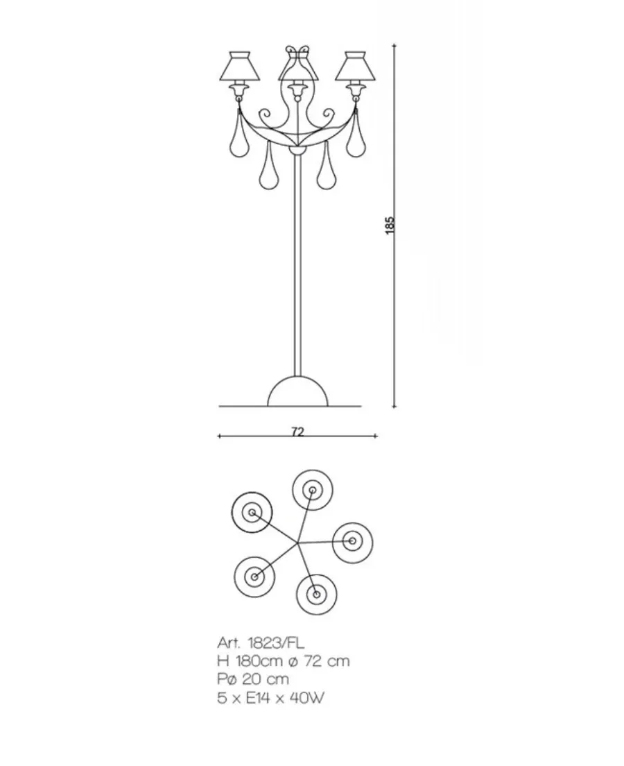 obrazek 1 Elegancka lampa podłogowa z pięcioma światłami o klasycznym designie – Il Paralume Marina
