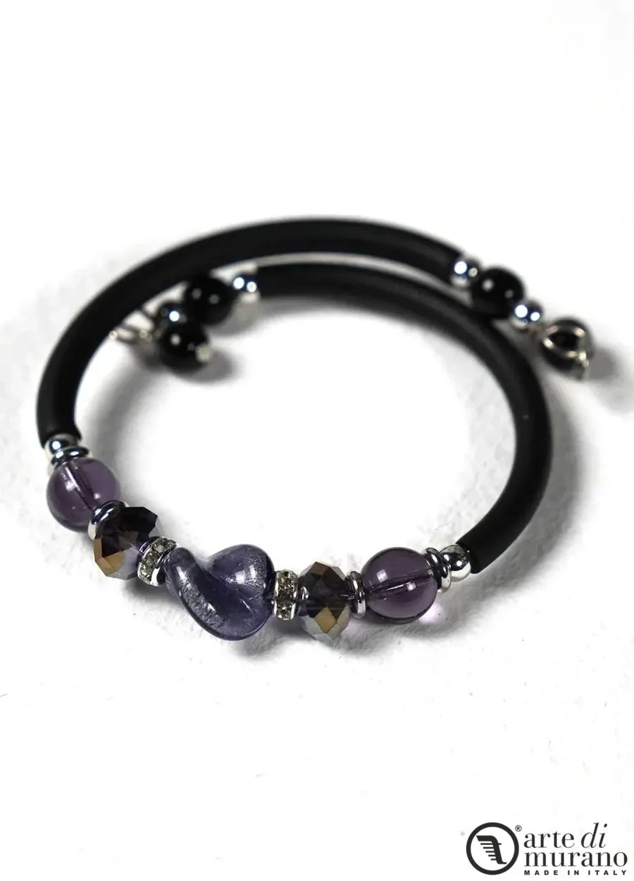 obrazek 1 Luksusowa bransoletka ze szkła Murano w kolorze czarnym