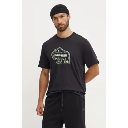 Zdjęcie Columbia t-shirt bawełniany kolor czarny z nadrukiem