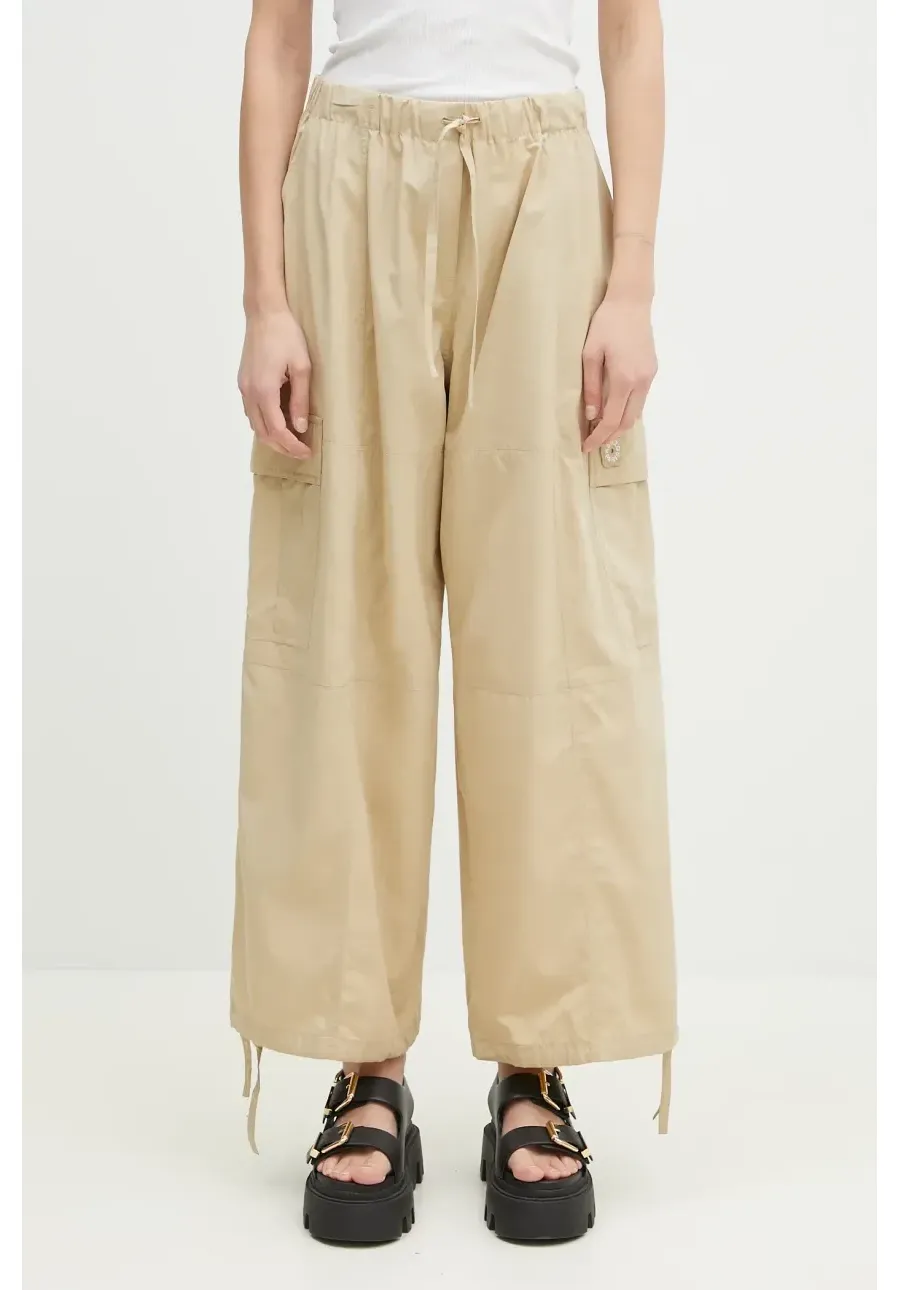 obrazek 1 Kenzo spodnie damskie kolor beżowy szerokie high waist FF52PA1059FI.11