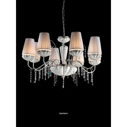 Zdjęcie Uroczy ośmioramienny żyrandol z włoskiej ceramiki z abażurami