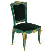 Picture Stylish chair with malachite stone and carved brass for the living room