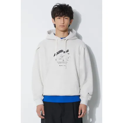 Zdjęcie Ader Error bluza bawełniana Caner Logo Hoodie męska kolor szary z kapturem melanżowa BMADFWHD0102