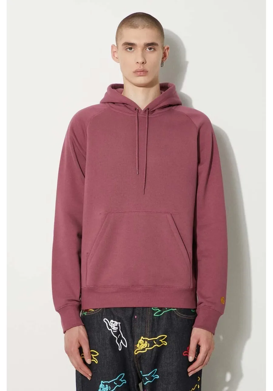 obrazek 1 Carhartt WIP bluza Hooded Chase męska kolor różowy z kapturem gładka I033661.2BBXX