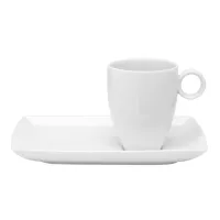 Zdjęcie Biały klasyczny porcelanowy kubek z tacą Carré White inspirowany stylem azjatyckim - Vista Alegre