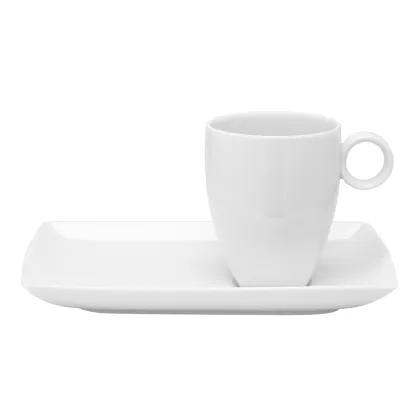 Picture White classic Carré White porcelain mug with tray inspired by Asian style - Vista Alegre