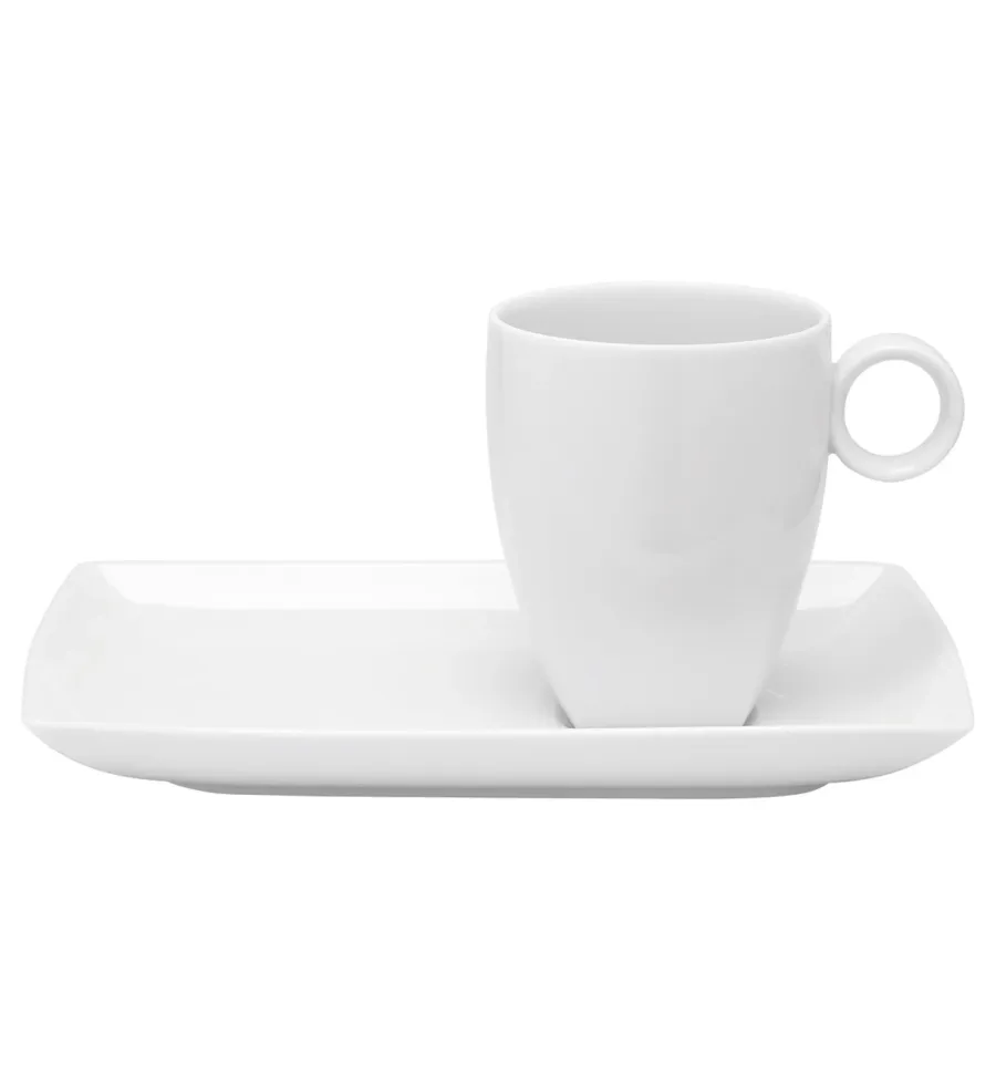 obrazek 1 Biały klasyczny porcelanowy kubek z tacą Carré White inspirowany stylem azjatyckim - Vista Alegre