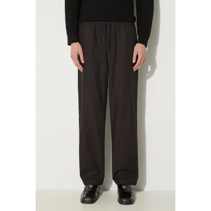 Zdjęcie Wood Wood spodnie bawełniane Stanley Crispy Check Trousers kolor czarny proste 12235008.5274-BLACK