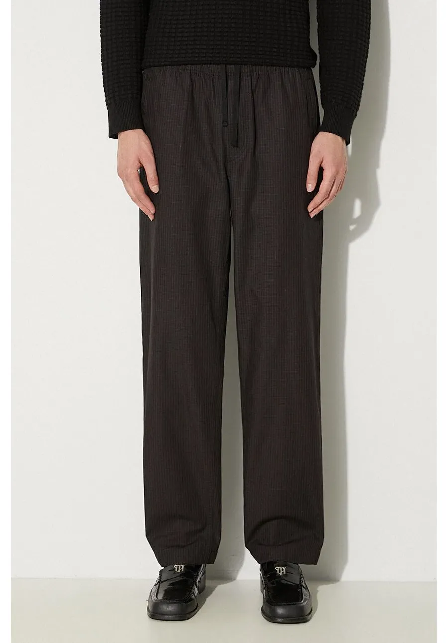 obrazek 1 Wood Wood spodnie bawełniane Stanley Crispy Check Trousers kolor czarny proste 12235008.5274-BLACK