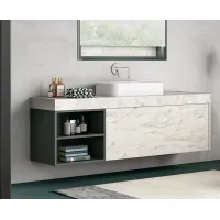 Picture A classic bathroom washbasin with a rectangular shape and high, slender side walls