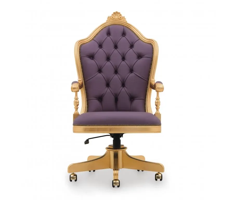 obrazek 2 Fioletowy elegancki fotel biurowy w barokowym stylu - Sevensedie