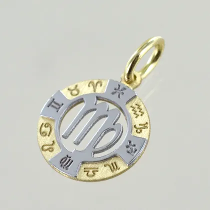Zdjęcie Zawieszka ze znakiem zodiaku panny z żółtego i białego złota