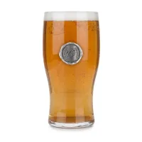 Picture A unique gift for a 70th birthday - a beer glass with a tin monogram with the birthday number