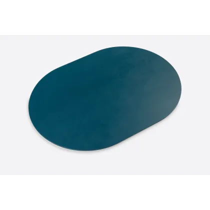 Picture A beautiful double-sided leather pad for a desk or table in blue and white - for the office