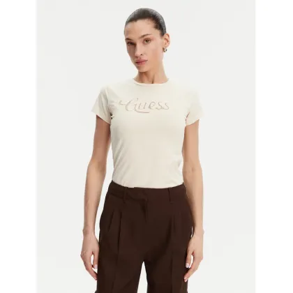 Zdjęcie Guess T-Shirt W5GI47 KA0Q1 Écru Slim Fit