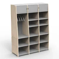 Picture Wooden triple wardrobe to make a child independent 180cm ASYMETRY - MONTESSORI - Mathy by Bols