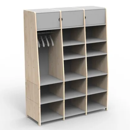 Zdjęcie Drewniana potrójna garderoba usamodzielniająca dziecko 180cm ASYMETRY - MONTESSORI - Mathy by Bols