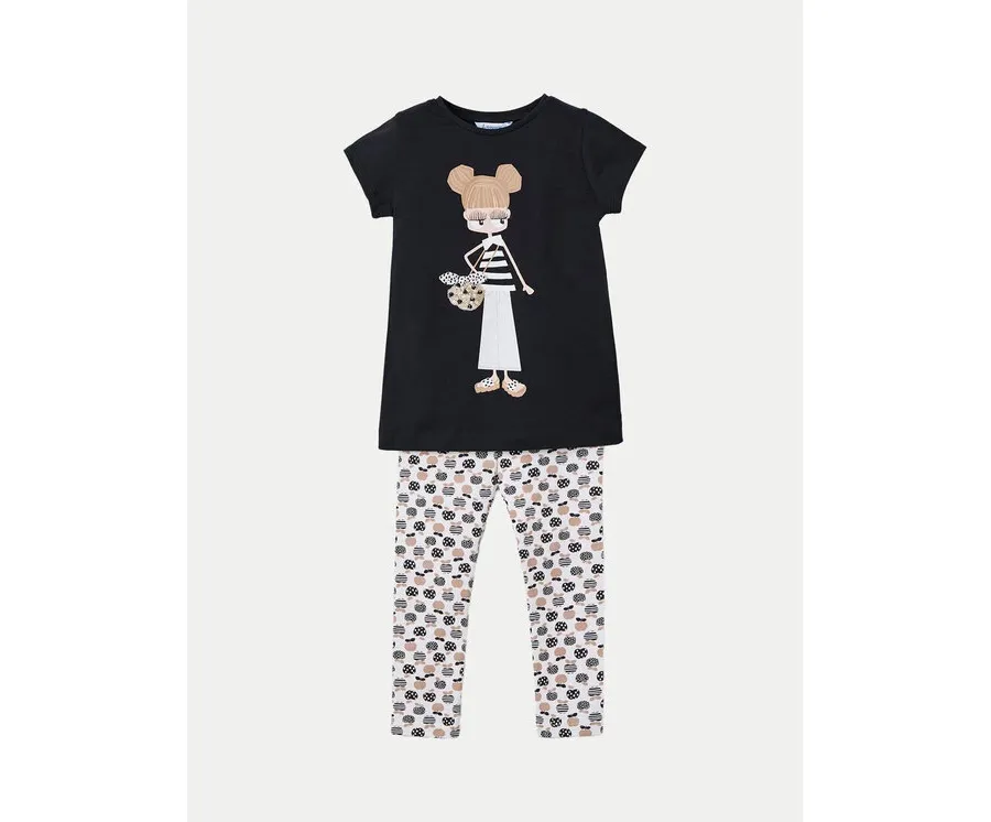 obrazek 1 Mayoral Komplet t-shirt i legginsy 3713 Czarny Regular Fit