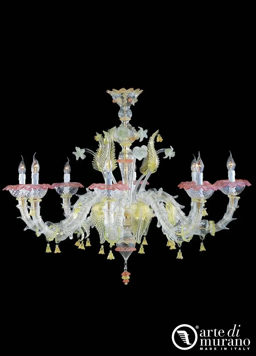 obrazek 1 Elegancki szklany żyrandol na 8 żarówek Murano