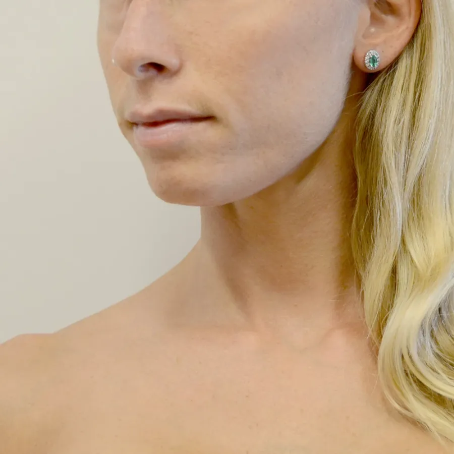 obrazek 2 Stylowe włoskie kolczyki ze szmaragdów i diamentów – model średni
