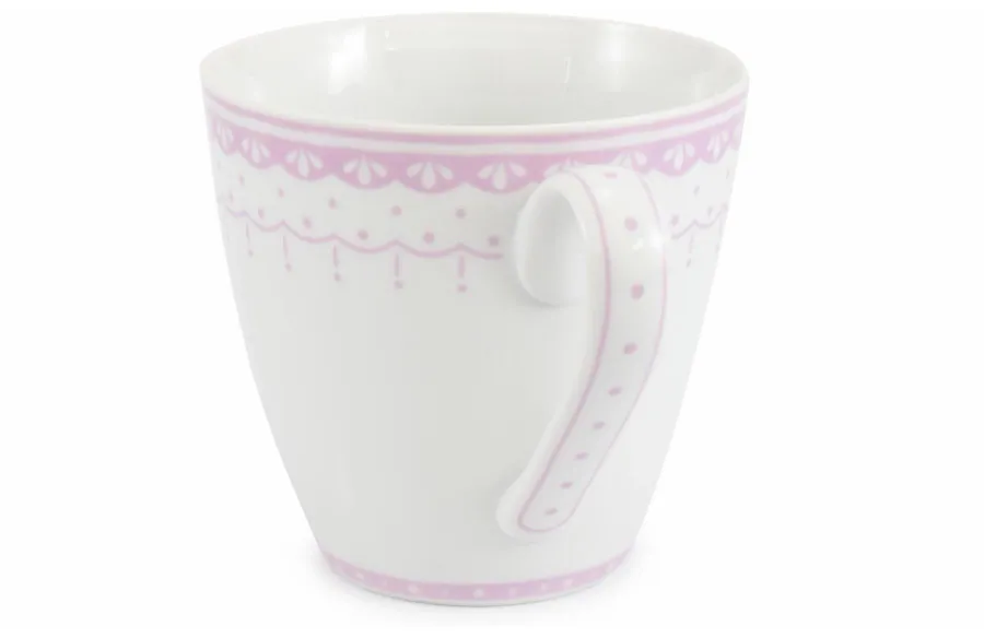 obrazek 2 Elegancki porcelanowy kubek zdobiony delikatnym różowym motywem z kolekcji HyggeLine – wariant 2 – Leander