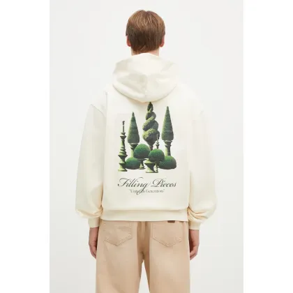 Zdjęcie Filling Pieces bluza bawełniana kolor beżowy z kapturem z nadrukiem 80699849936