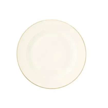 Zdjęcie Kremowy okrągły 18-centymetrowy talerz ze złotą obwódką w stylu klasycznym – Tettau