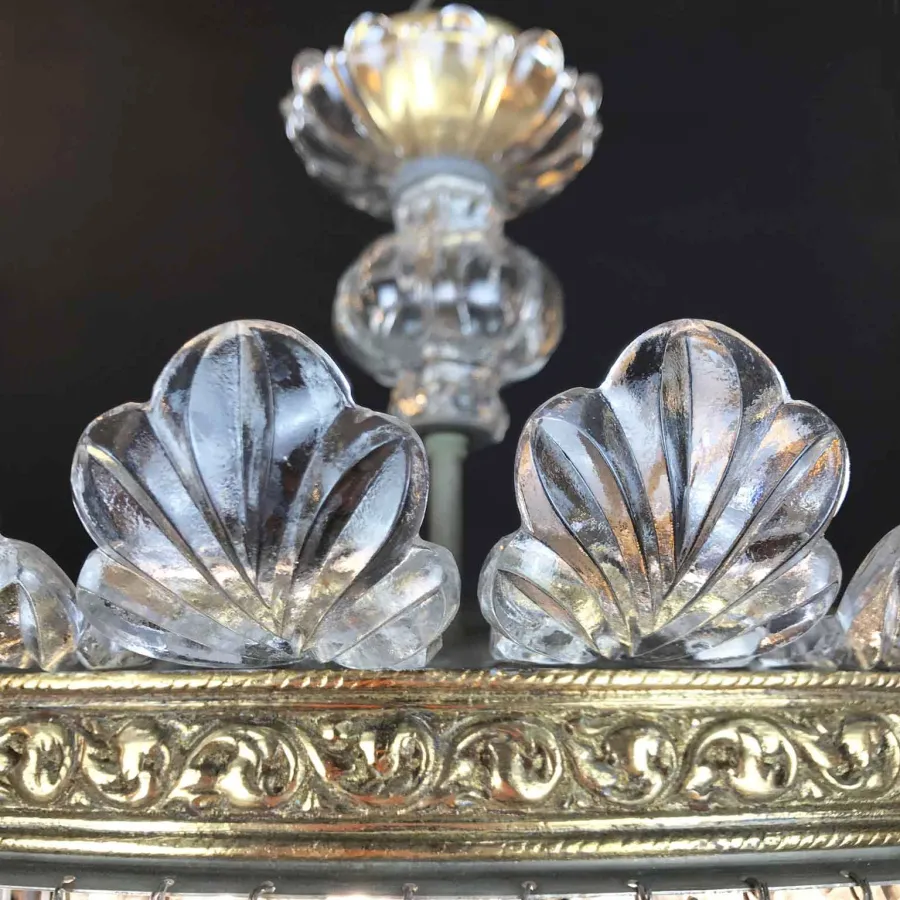 obrazek 5 Lampa sufitowa z brązu i kryształu z trzema światłami - vintage