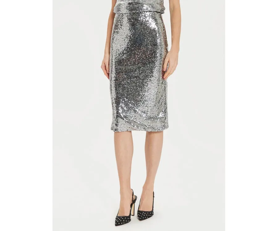 obrazek 1 ARTIGLI Spódnica ołówkowa ACGO000516 Srebrny Regular Fit