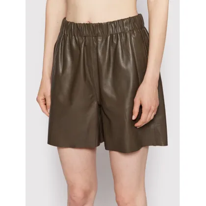 Zdjęcie Notes Du Nord Szorty skórzane Debbie 12712 Zielony Regular Fit