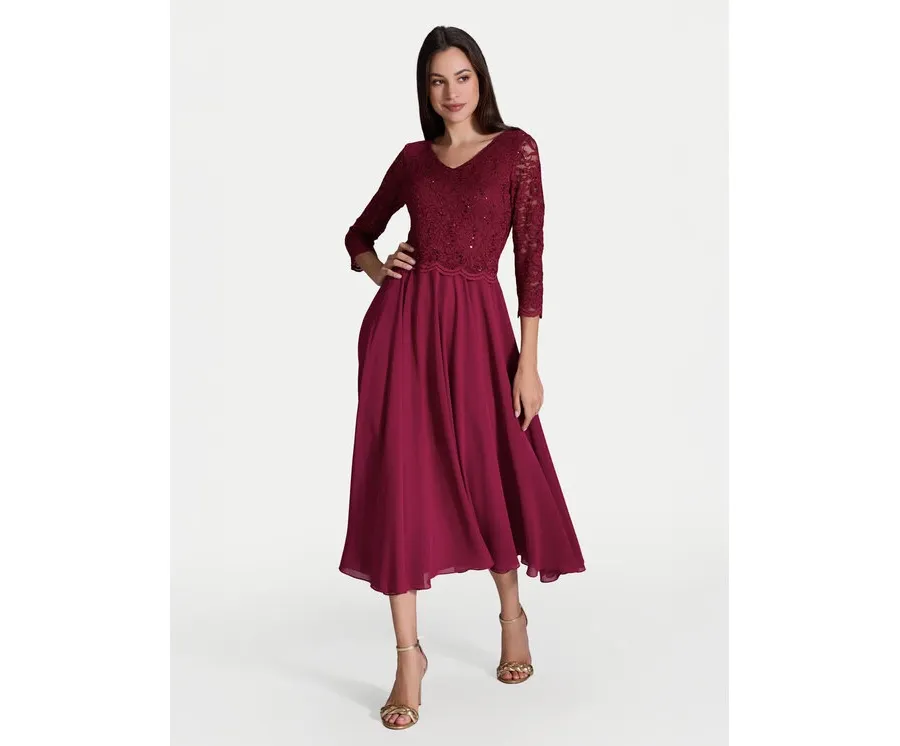 obrazek 1 Swing Sukienka koktajlowa 5AI08900 Bordowy Regular Fit