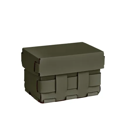 Zdjęcie Stylowy oliwkowy koszyk Bottega 12x19xH13 cm z plecionymi ściankami