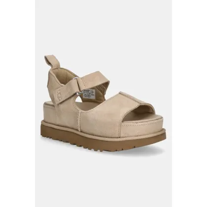 Zdjęcie UGG sandały zamszowe Goldenstar Hi damskie kolor beżowy na platformie 1167356-SAN