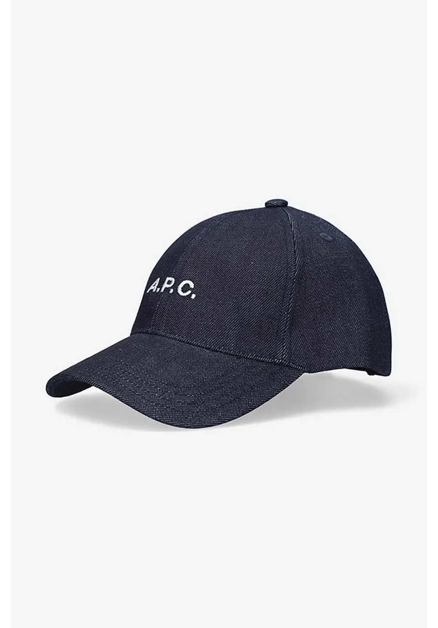 obrazek 1 A.P.C. czapka z daszkiem Casquette Charlie kolor granatowy z aplikacją COCSX.M24069-INDIGO