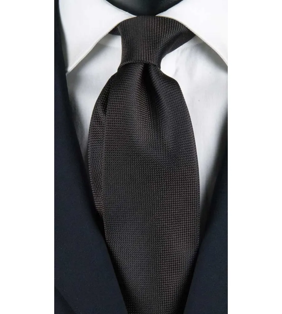 obrazek 1 Ciemnobrązowy, elegancki krawat  z jedwabiu dla mężczyzn