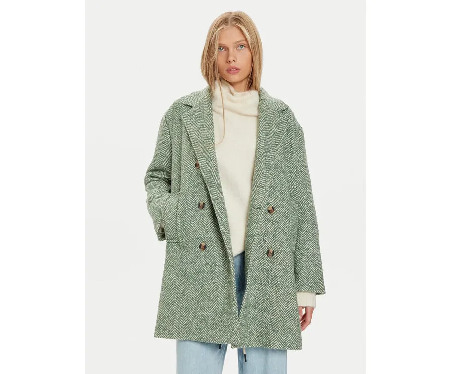 obrazek 1 Pepe Jeans Płaszcz wełniany Camille PL402462 Zielony Regular Fit