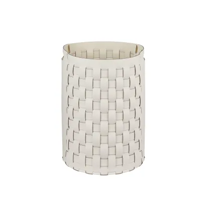 Zdjęcie Biały kosz Bottega Ø40xH57 cm wykonany ze skóry