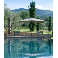 Picture Lipari square umbrella 400×400 cm in dove gray for the garden and terrace