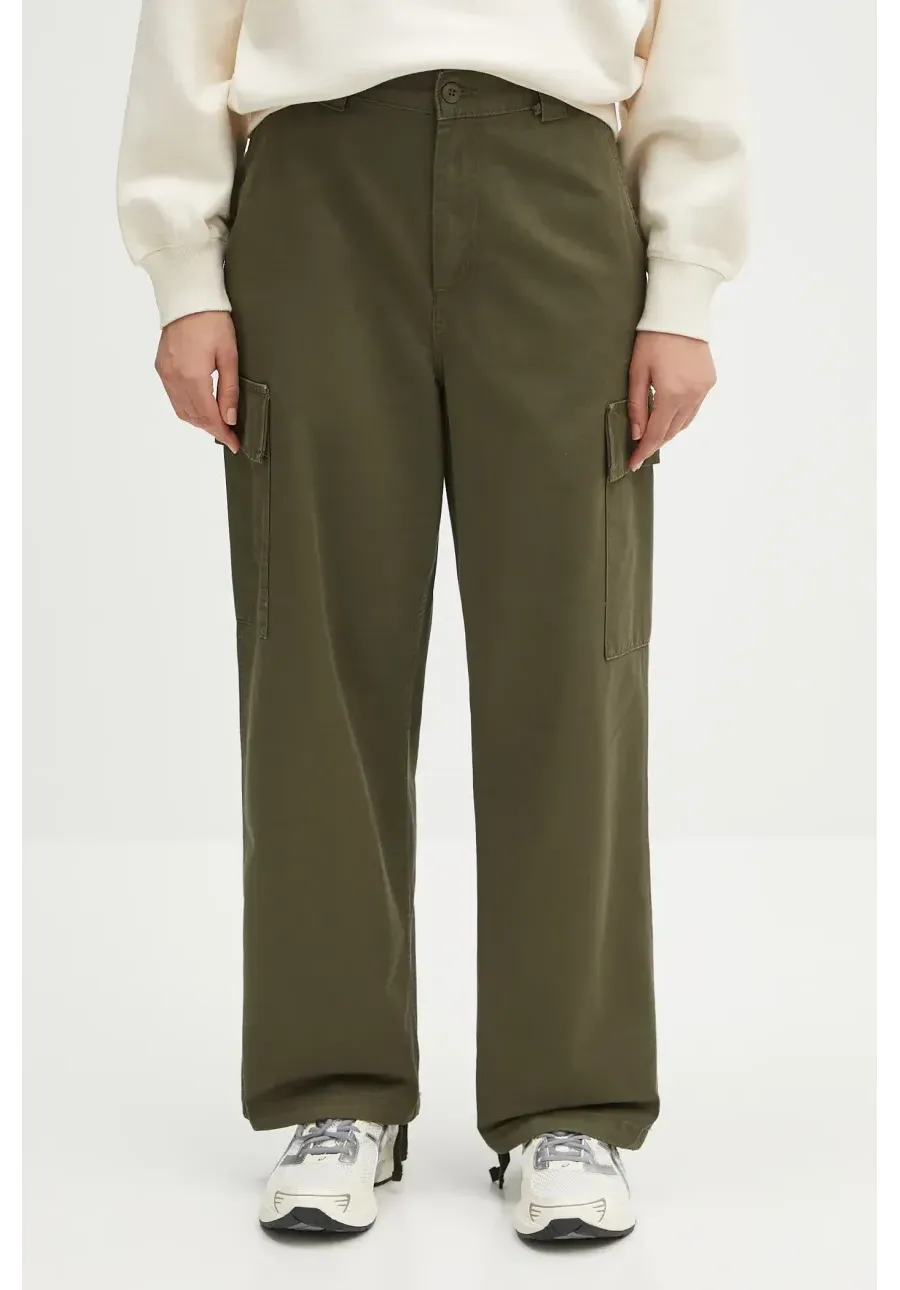 obrazek 1 Carhartt WIP spodnie bawełniane Kingston Pant damskie kolor zielony proste high waist I034840