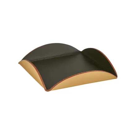 Zdjęcie Luksusowa podstawka na stół na sosy 30x30xH2,5 cm ze skóry w kolorze oliwki