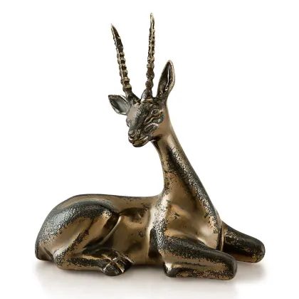 Picture Ceramic statuette of a small male impala in oxidized bronze - Ahura